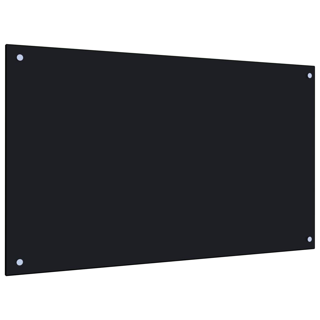 vidaXL Кухненски гръб, черен, 100x60 см, закалено стъкло