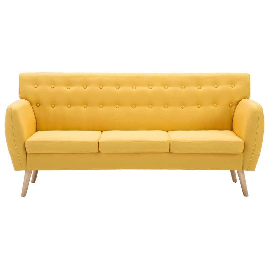 vidaXL 3-местен диван тапицерия от текстил 172x70x82 см жълт