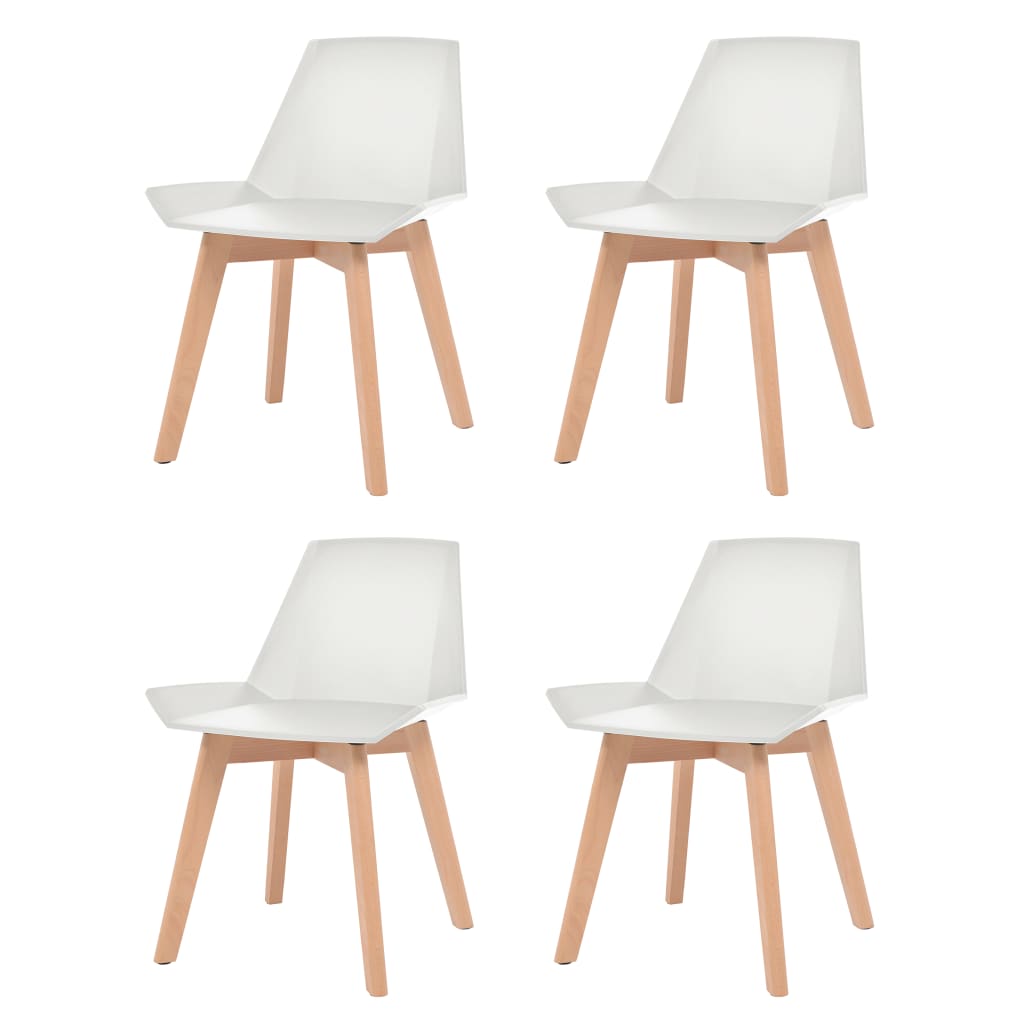 vidaXL Трапезни столове, 4 бр, бели, пластмаса