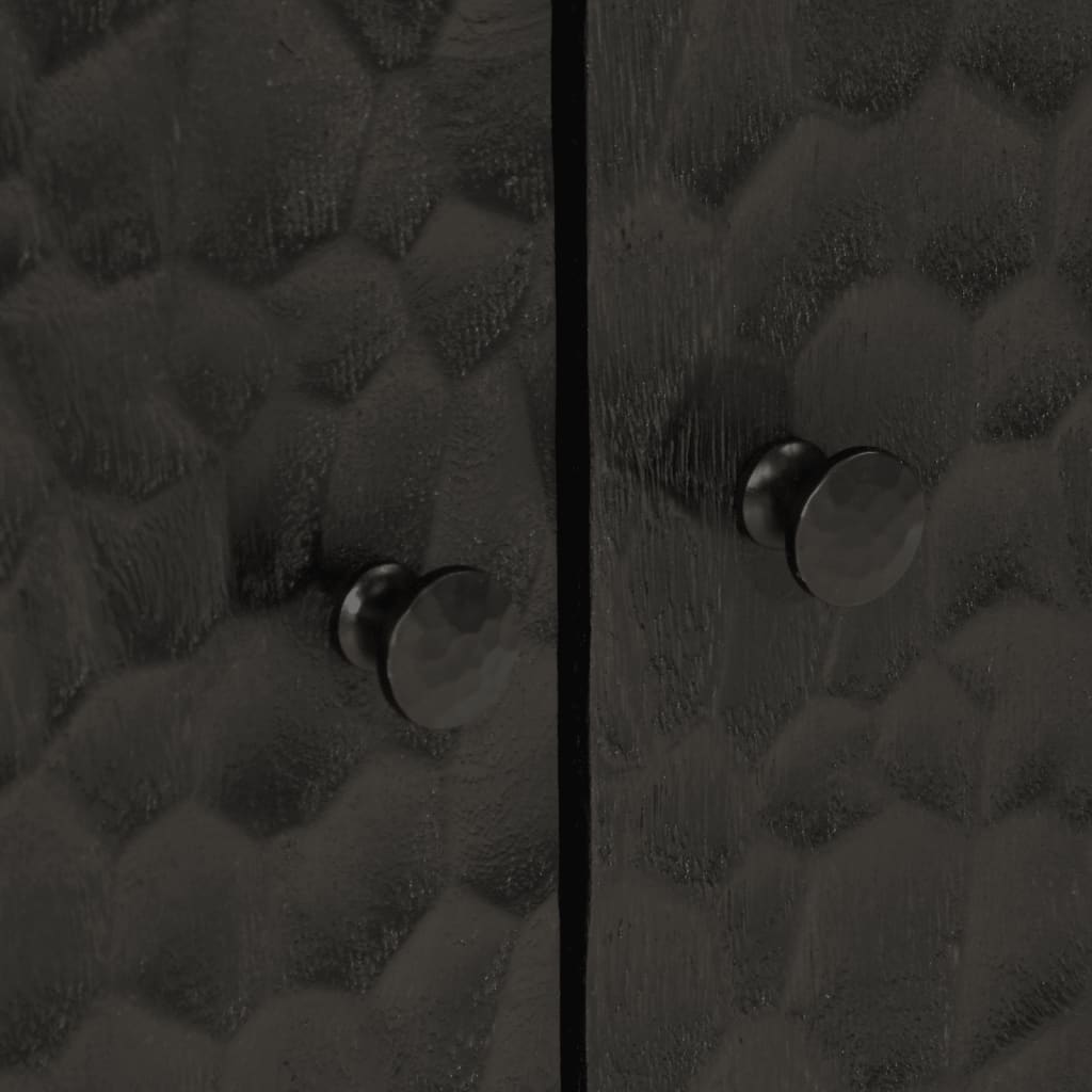 vidaXL Нощно шкафче, черно, 50x33x60 см, мангово дърво масив