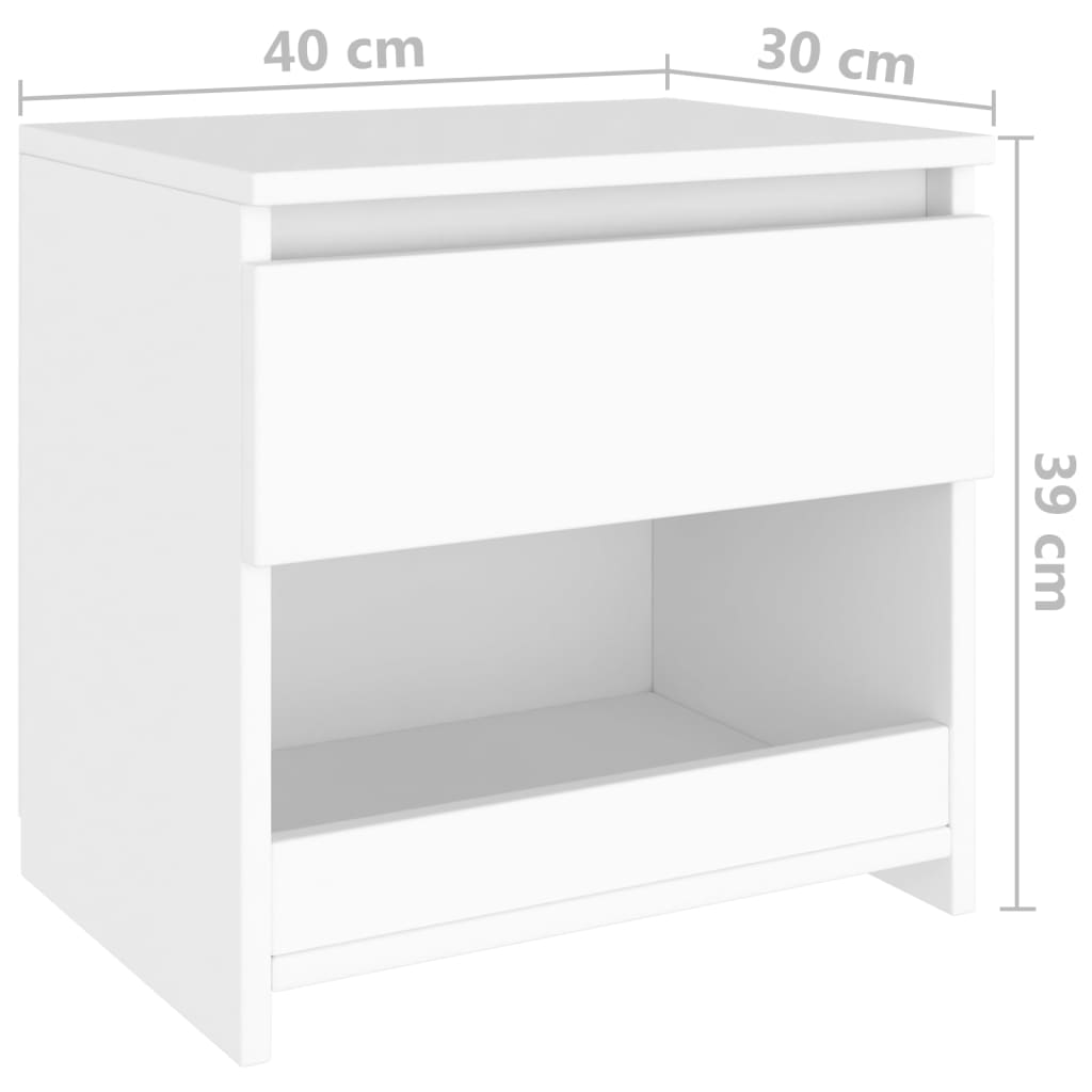 vidaXL Нощни шкафчета, 2 бр, бели, 40x30x39 см, ПДЧ