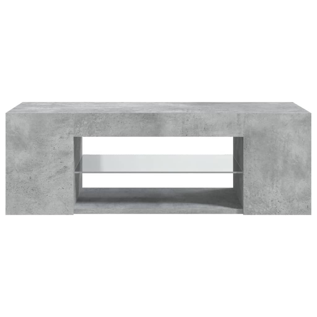 vidaXL ТВ шкаф с LED осветление, бетонно сив, 90x39x30 см
