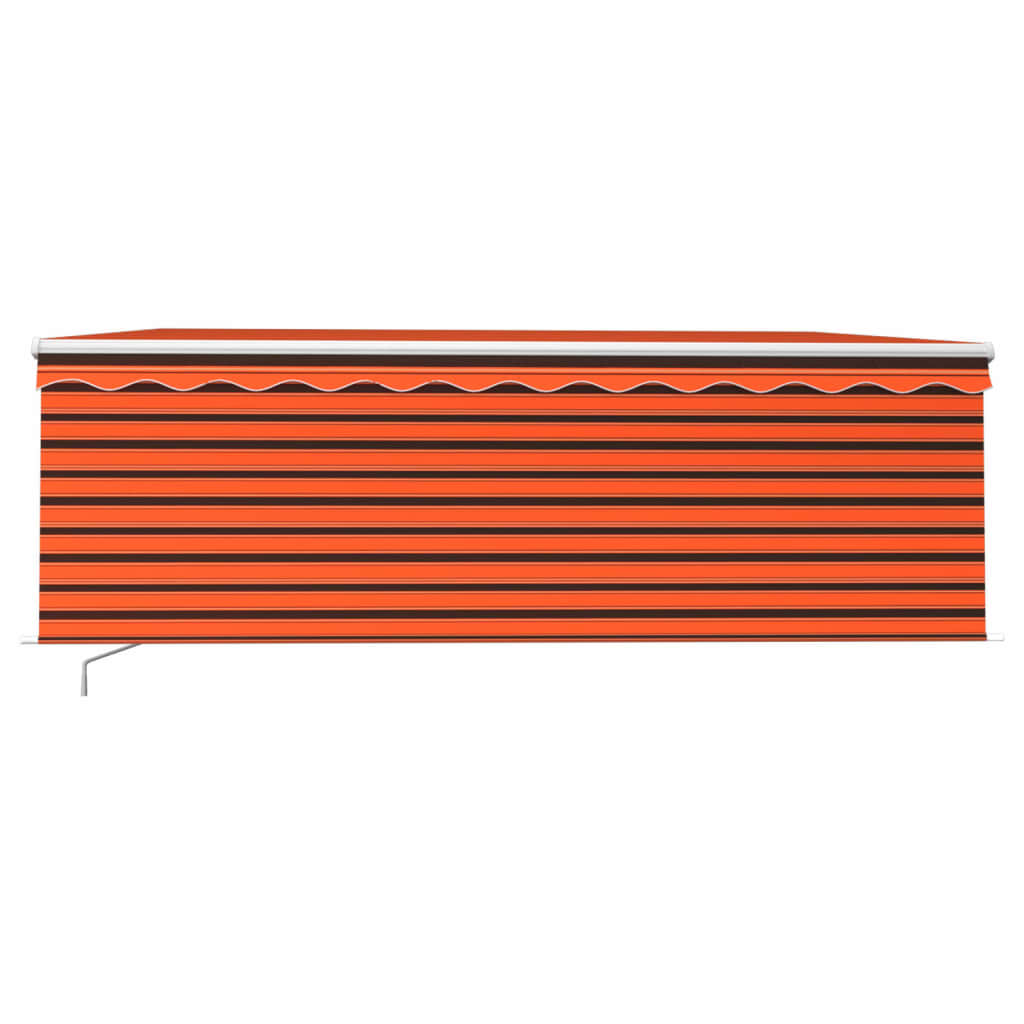 vidaXL Ръчно прибиращ се сенник с щора, 4,5x3 м, оранжево и кафяво