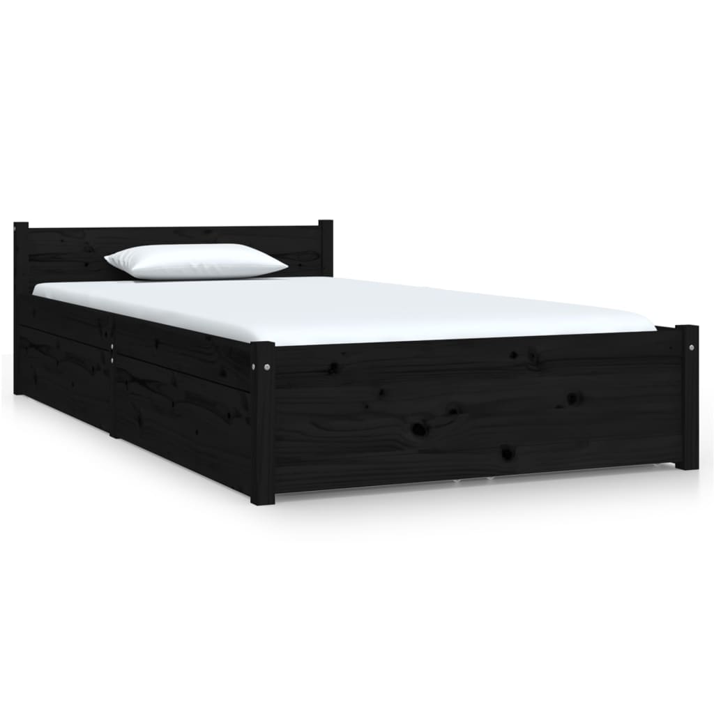 vidaXL Рамка за легло с чекмеджета черно 90x190 см Single