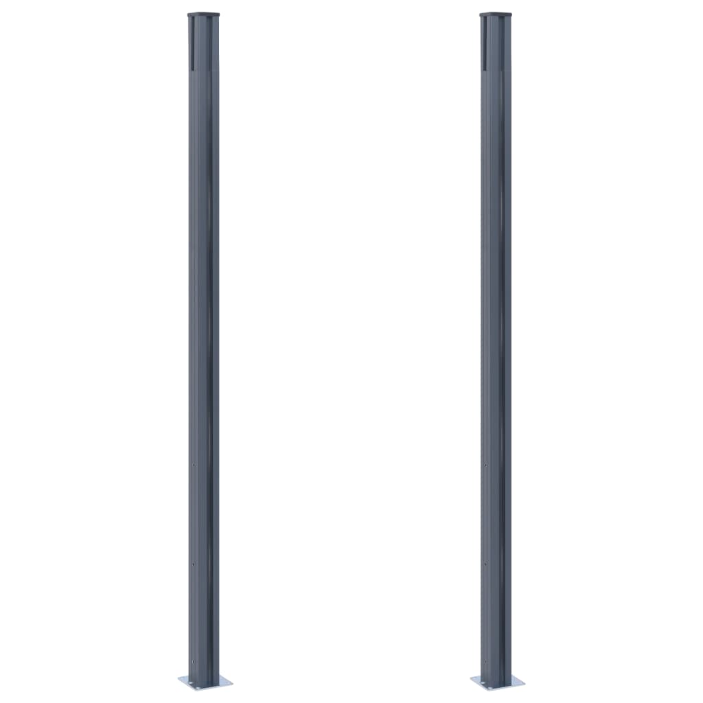 vidaXL Оградни колове, 2 бр, тъмносиви, 185 см, алуминий
