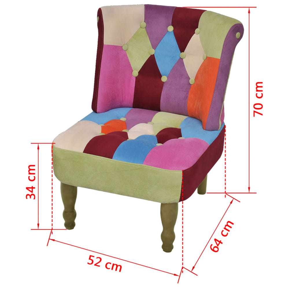 vidaXL Френски стол с пачуърк дизайн, текстил