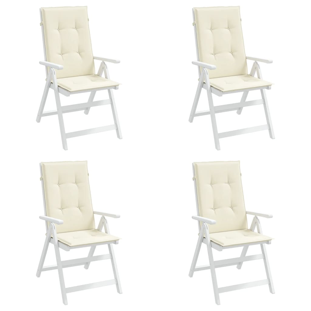 vidaXL Възглавници за стол с облегалка 4 бр кремави 120x50x3 см плат