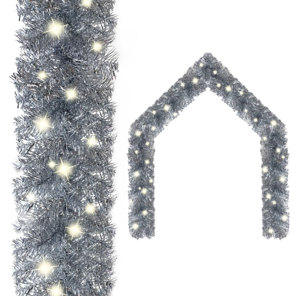 vidaXL Коледен гирлянд с LED лампички, 10 м, сребрист