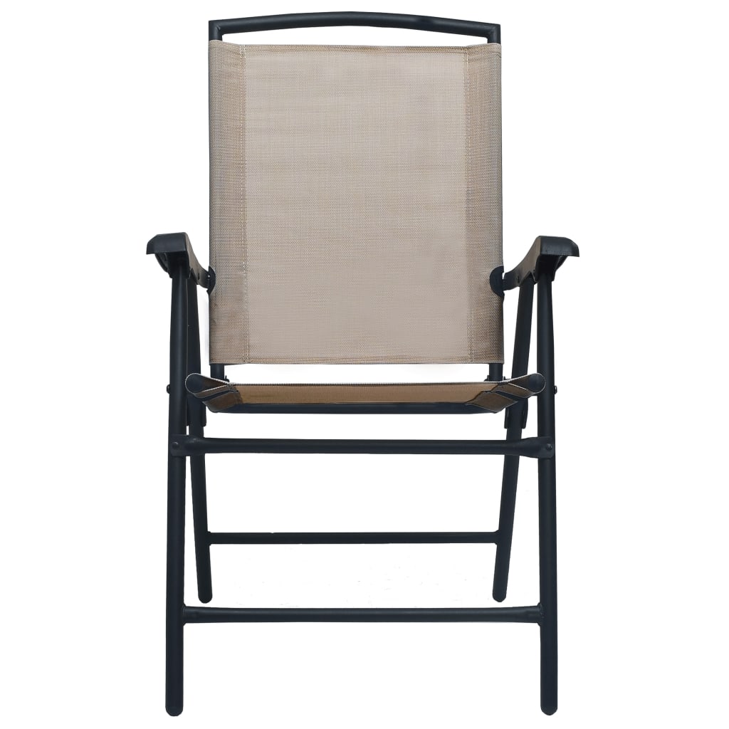 vidaXL Сгъваеми градински столове, 2 бр, textilene, таупе