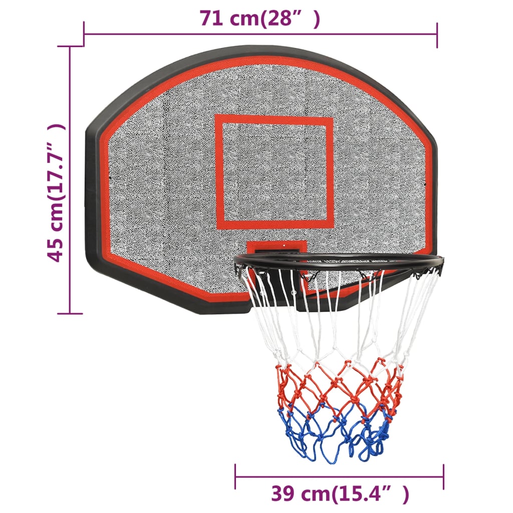 vidaXL Баскетболно табло черно 71x45x2 см полиетилен