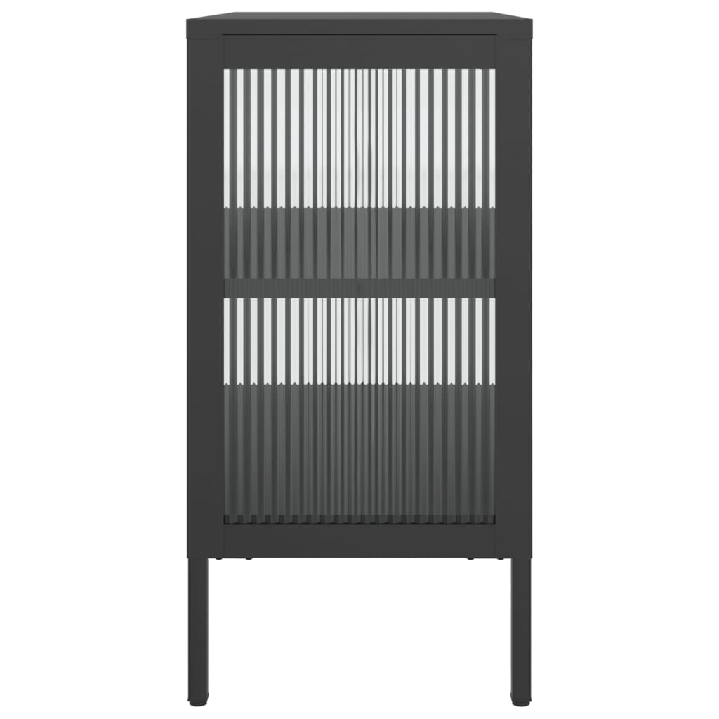 vidaXL Сайдборд, черен, 70x35x70 см, стъкло и стомана