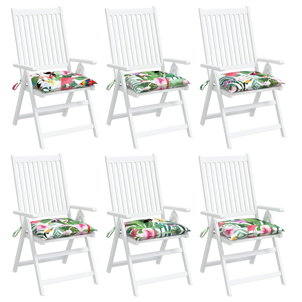vidaXL Възглавници за столове 6 бр многоцветни 40x40x7 см плат