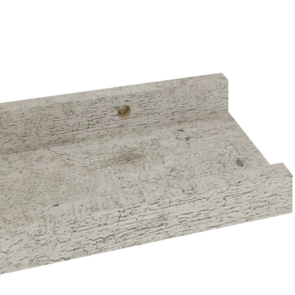 vidaXL Стенни рафтове, 4 бр, бетонно сиви, 40x9x3 см