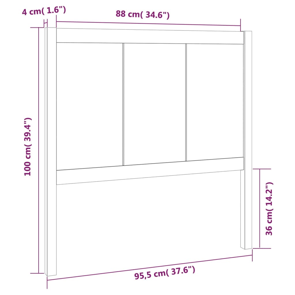 vidaXL Горна табла за легло, меденокафява, 95,5x4x100 см, бор масив
