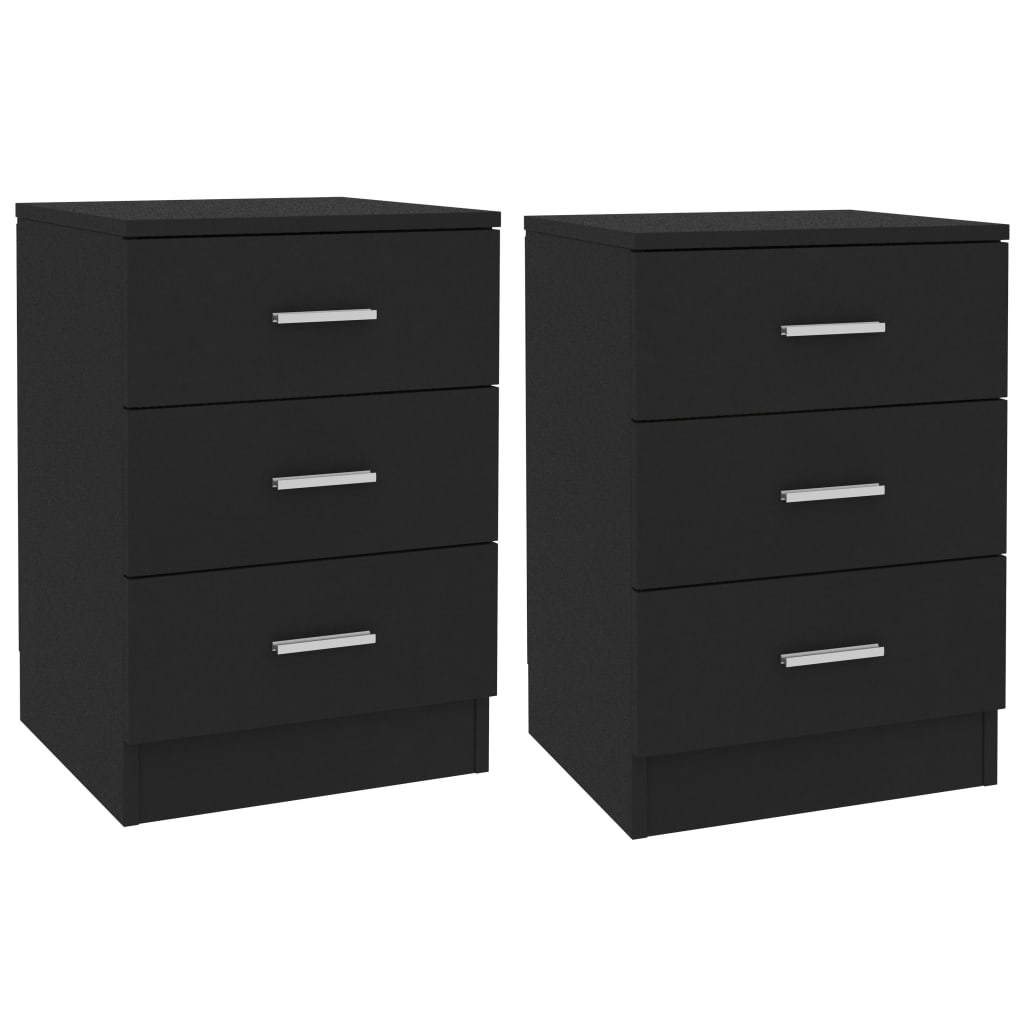 vidaXL Нощни шкафчета, 2 бр, черни, 38x35x56 см, ПДЧ