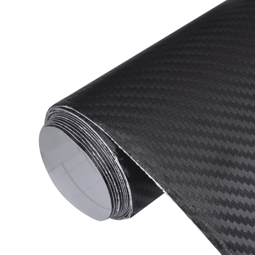 vidaXL Фолио за кола карбонови влакна 3D черно 152x500 см