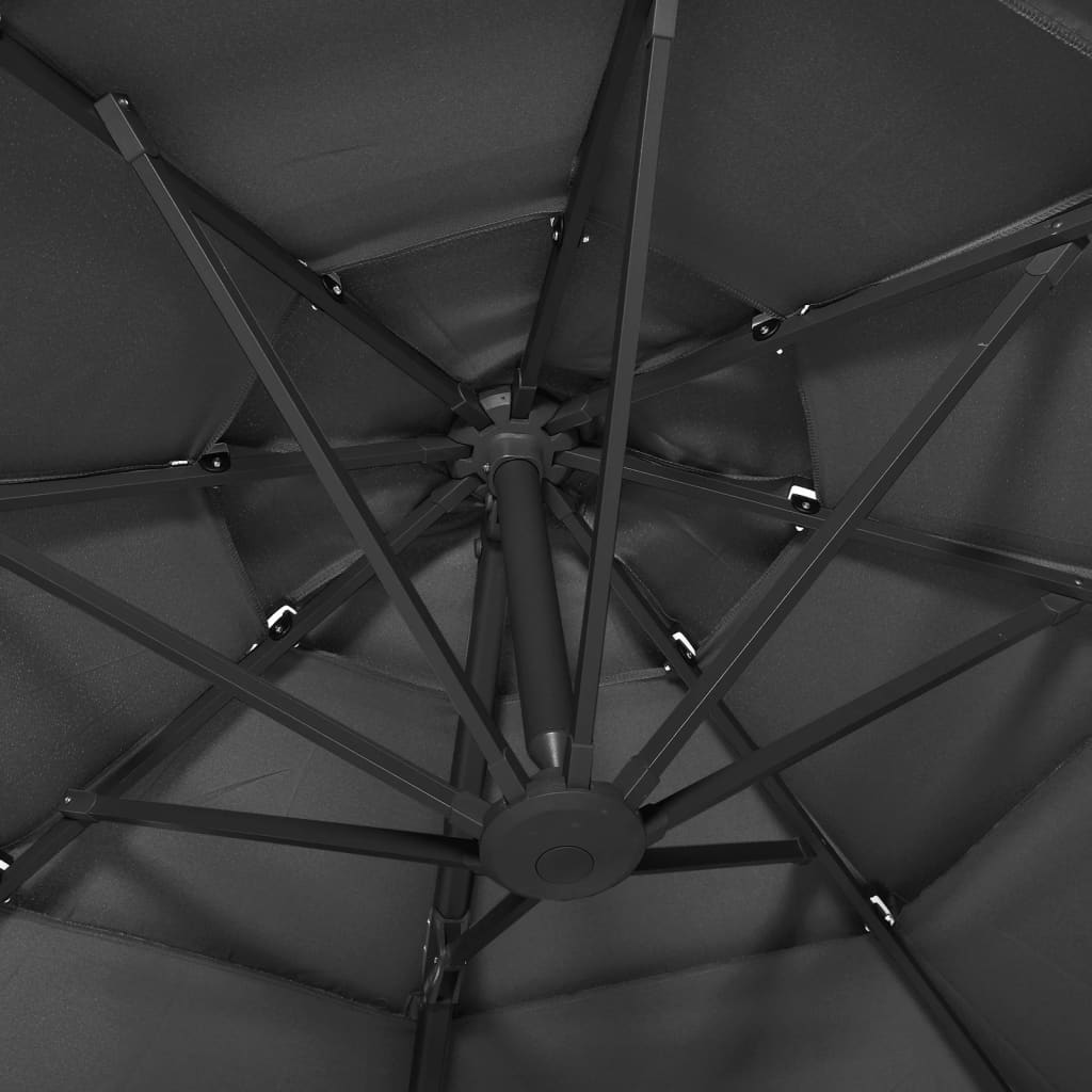 vidaXL Градински чадър на 4 нива с алуминиев прът, антрацит, 3x3 м