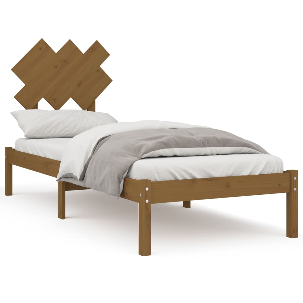vidaXL Рамка за легло меденокафява 75x190 см Small Single дърво масив