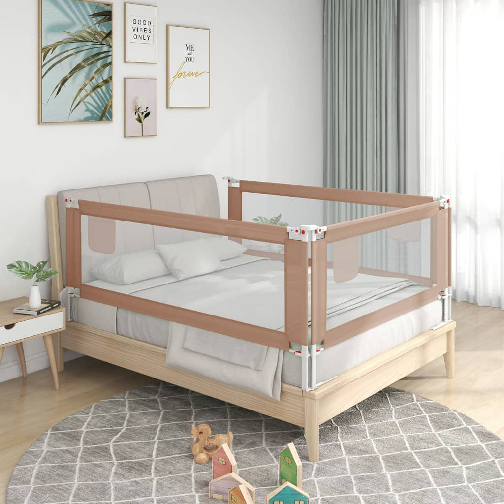 vidaXL Ограничител за бебешко легло, таупе, 160x25 см, плат