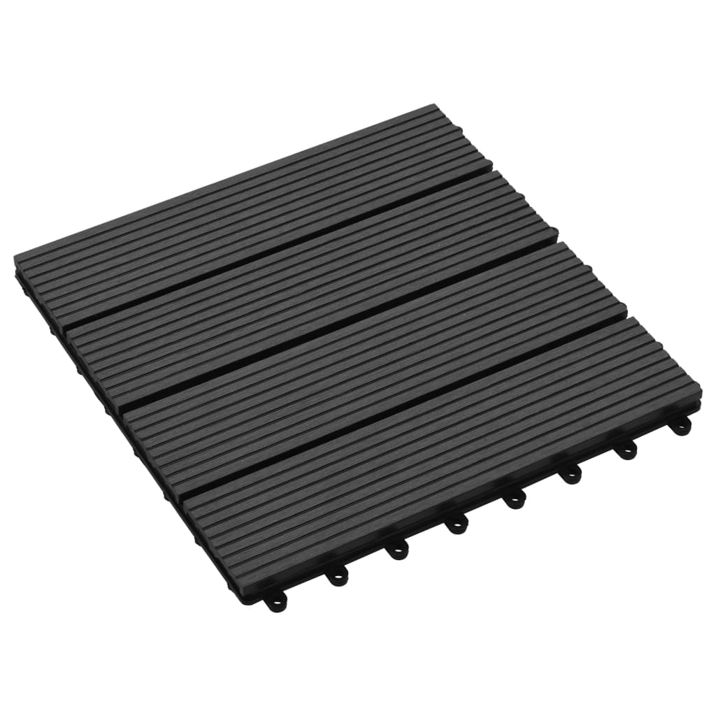 vidaXL 11 бр декинг плочки, WPC, 30x30 см, 1 кв.м., черни