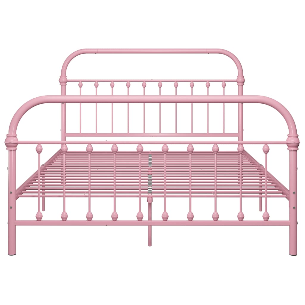 vidaXL Рамка за легло, розова, метал, 140x200 см