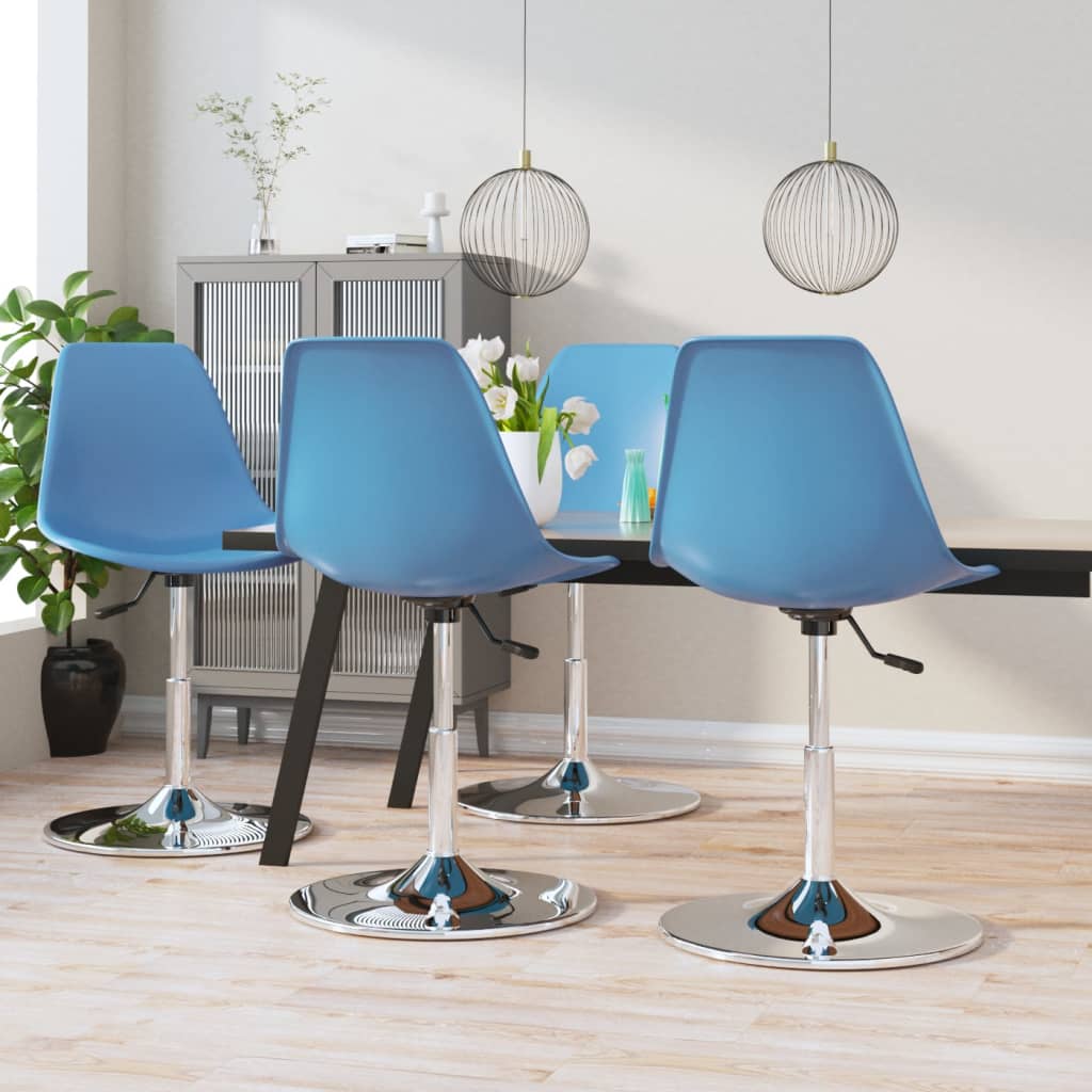 vidaXL Въртящи се трапезни столове, 4 бр, сини, PP