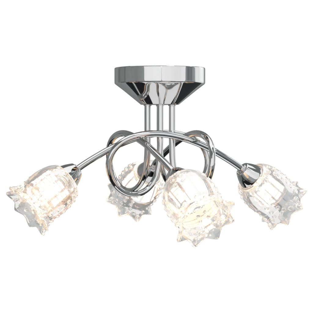 vidaXL Таванна лампа със стъклени абажури цветя за 4 G9 LED крушки