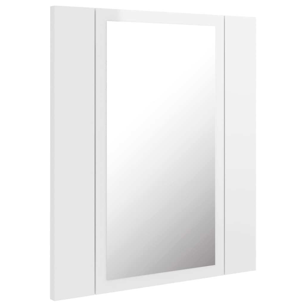 vidaXL Шкаф с LED огледало за баня, бял гланц, 40x12x45 см, акрил