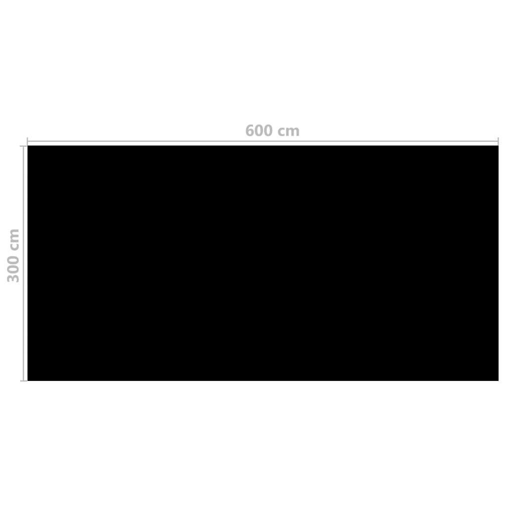 vidaXL Покривало за басейн, черно, 600x300 см, PE