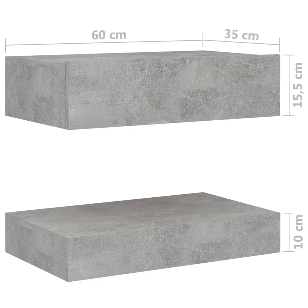 vidaXL Нощно шкафче, бетонно сиво, 60x35 см, ПДЧ