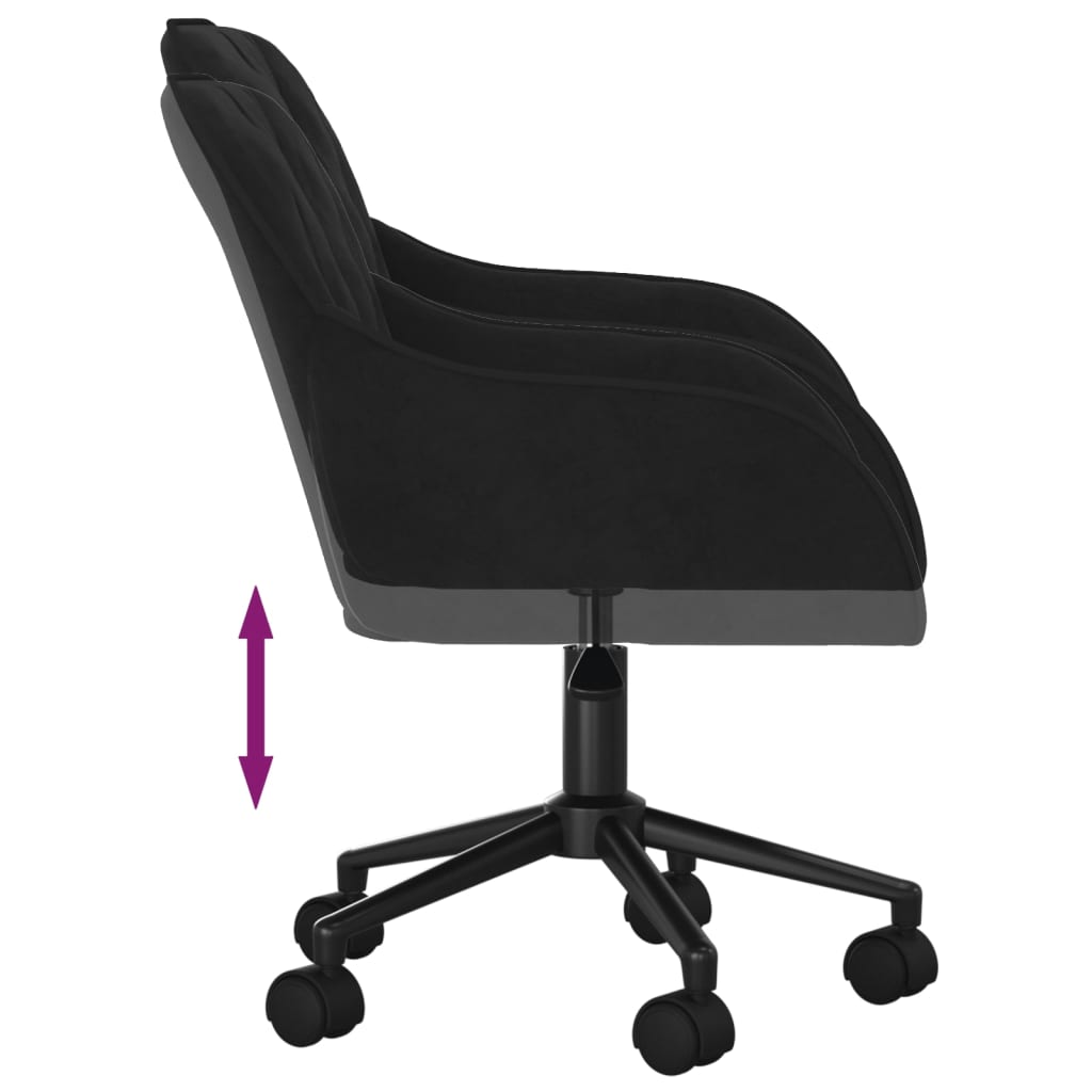 vidaXL Въртящ офис стол, черен, кадифе