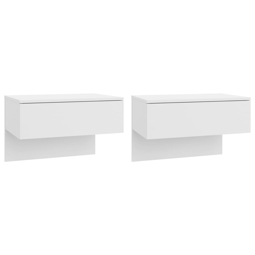 vidaXL Нощни шкафчета за стенен монтаж, 2 бр, бели