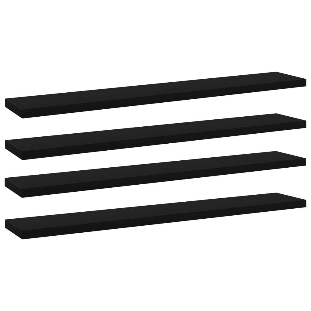 vidaXL Рафтове за етажерка, 4 бр, черни, 60x10x1,5 см, ПДЧ
