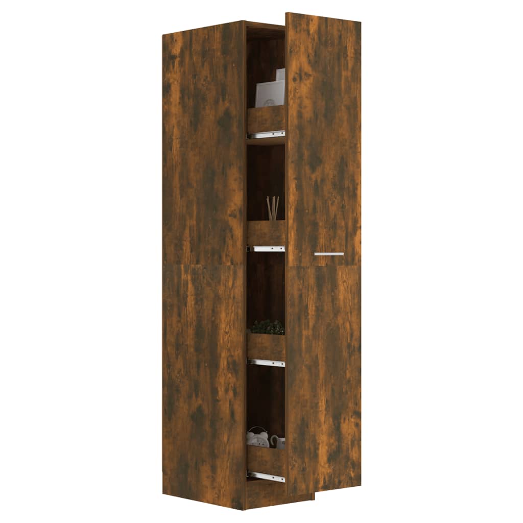 vidaXL Аптекарски шкаф, опушен дъб, 30x42,5x150 см, инженерно дърво