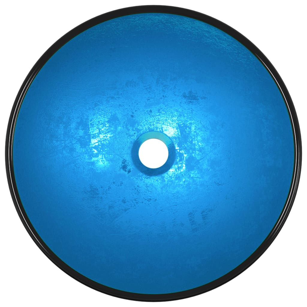 vidaXL Мивка закалено стъкло 42x14 см синя