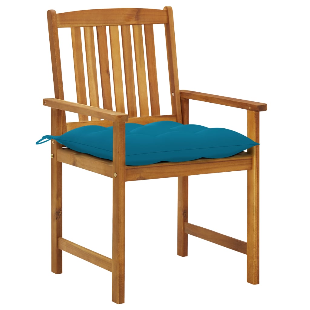 vidaXL Градински столове с възглавници, 2 бр, акация масив