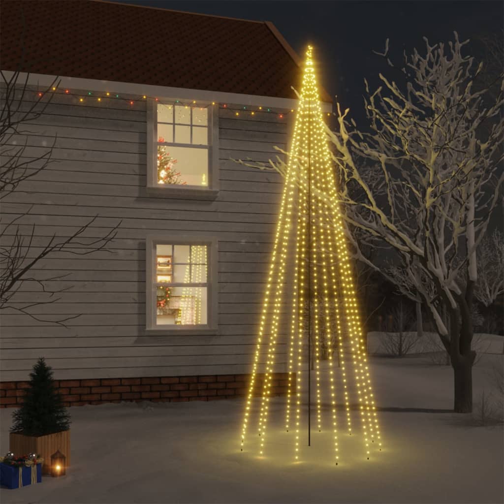 vidaXL Коледна елха с шип, топло бяло, 732 LED, 500 см