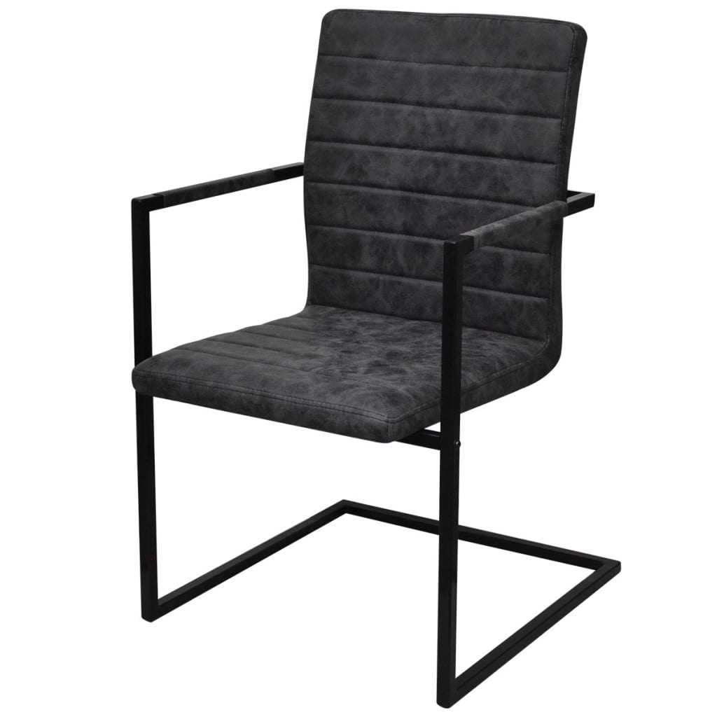 vidaXL Конзолни трапезни столове, 4 бр, черни, изкуствена кожа