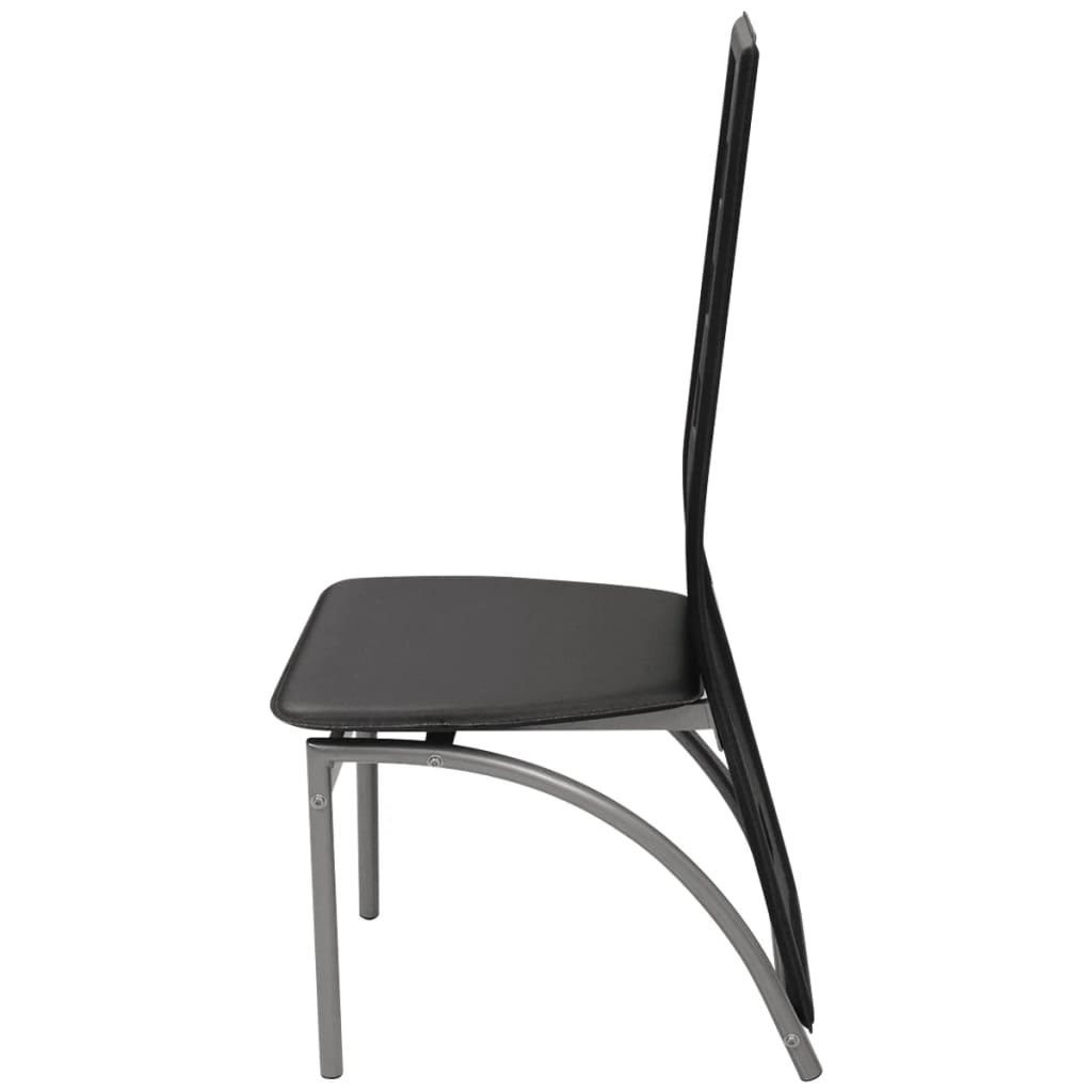 vidaXL Tрапезни столове, 4 бр, черни, изкуствена кожа