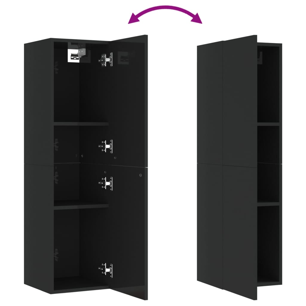 vidaXL ТВ шкафове, 2 бр, черен гланц, 30,5x30x110 см, ПДЧ