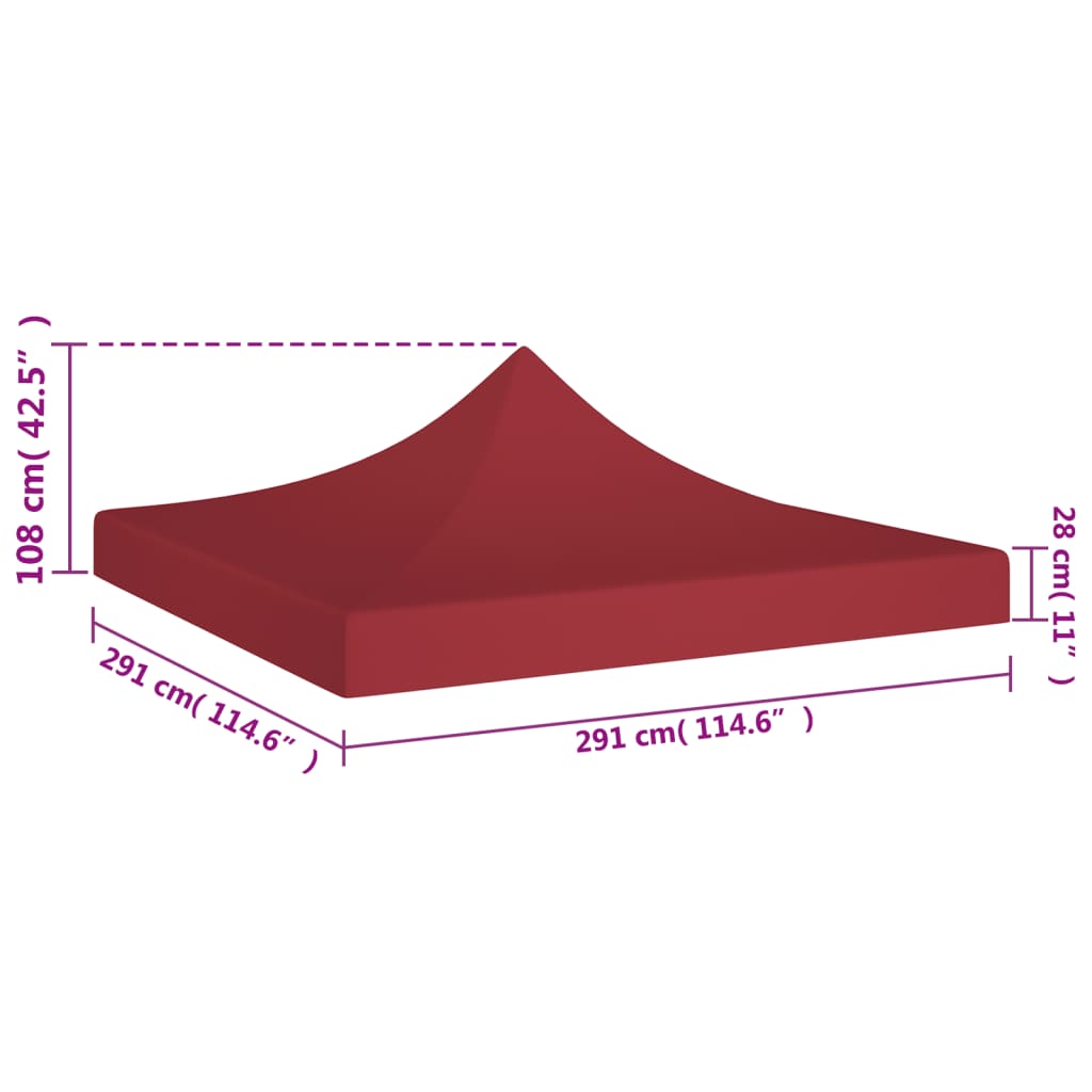 vidaXL Покривало за парти шатра, 3х3 м, бордо, 270 г/м²