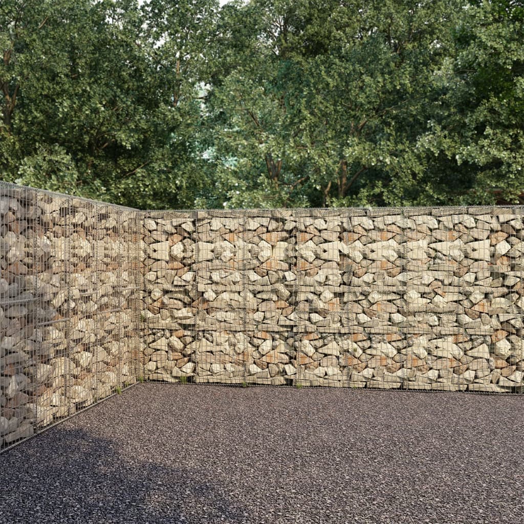 vidaXL Габионна стена с капаци, поцинкована стомана, 900x50x200 см
