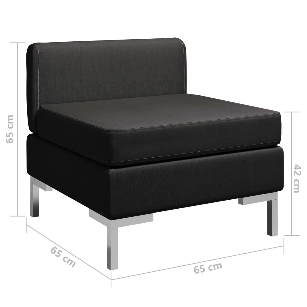 vidaXL Модулен среден диван с възглавница, текстил, черен