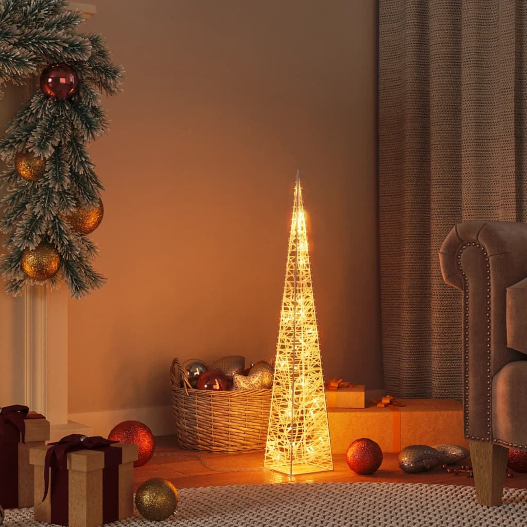 vidaXL Коледен светещ конус с 30 LED топло бяло 60 см акрил