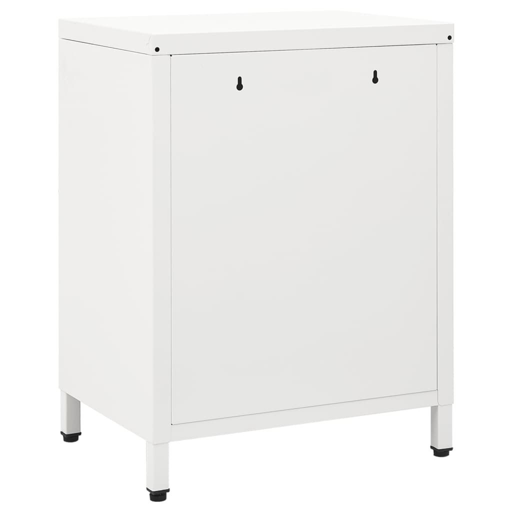 vidaXL Нощно шкафче, бяло, 40x30x54,5 см, стомана и стъкло