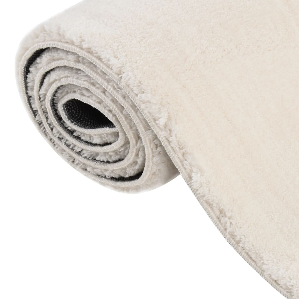 vidaXL Миещ се килим мек къс косъм 160x230 см противоплъзгащ кремав