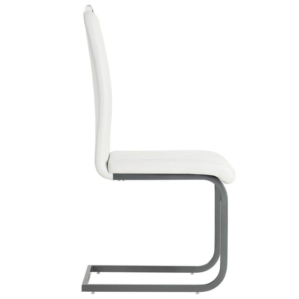 vidaXL Конзолни трапезни столове, 6 бр, бели, изкуствена кожа