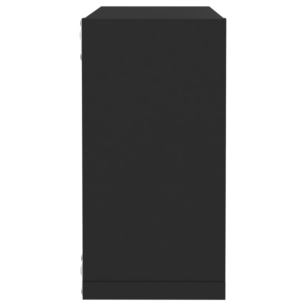 vidaXL Стенни кубични рафтове, 4 бр, черни, 30x15x30 см