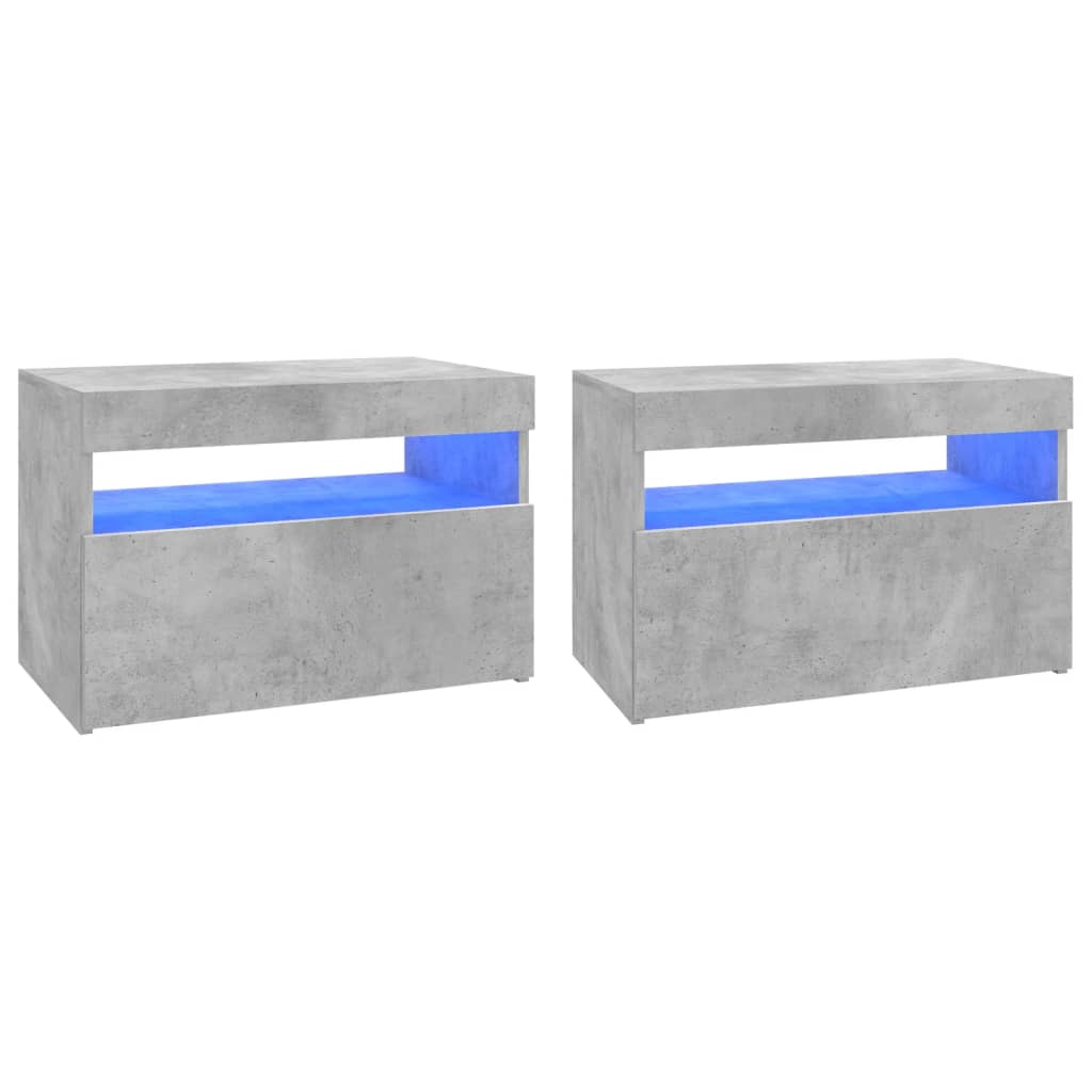 vidaXL ТВ шкафове с LED осветление 2 бр бетонно сиви 60x35x40 см
