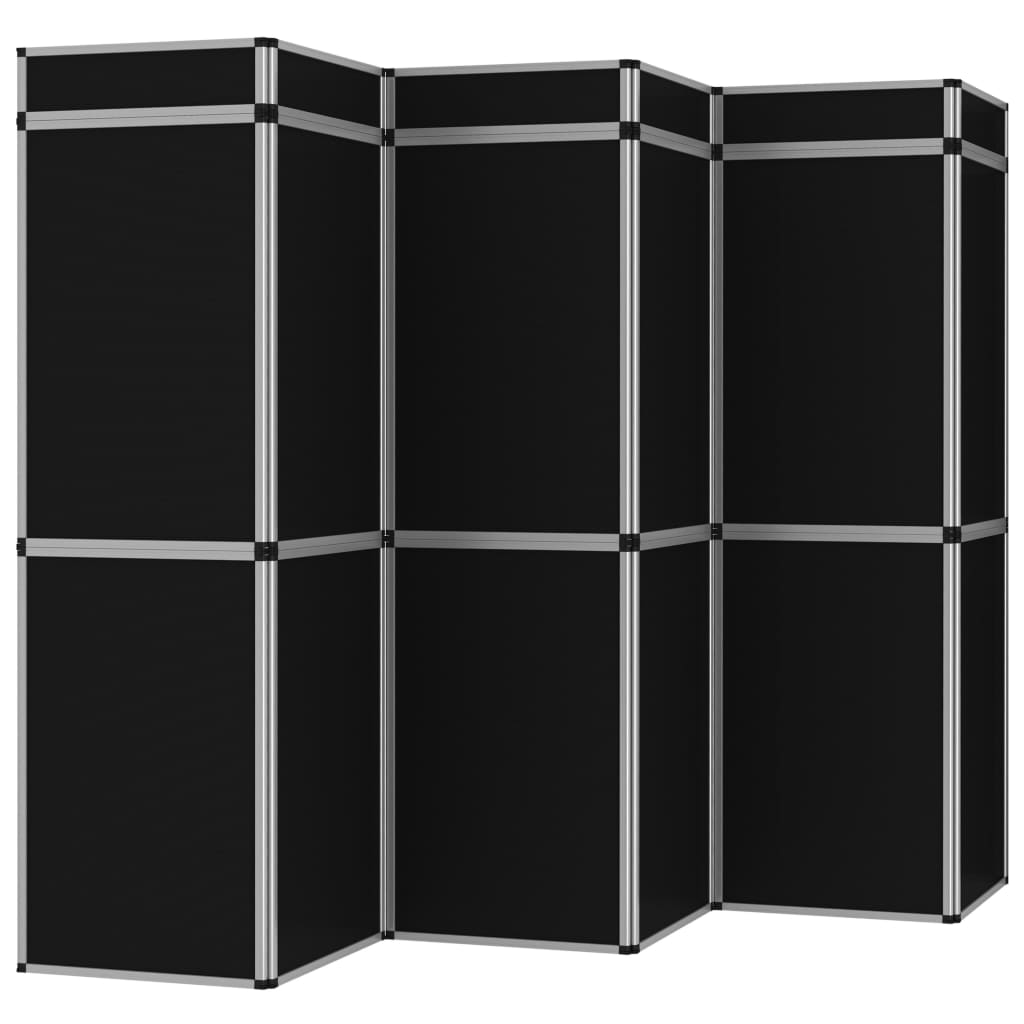 vidaXL Сгъваема експо стена, 18 панела, 362x200 см, черна